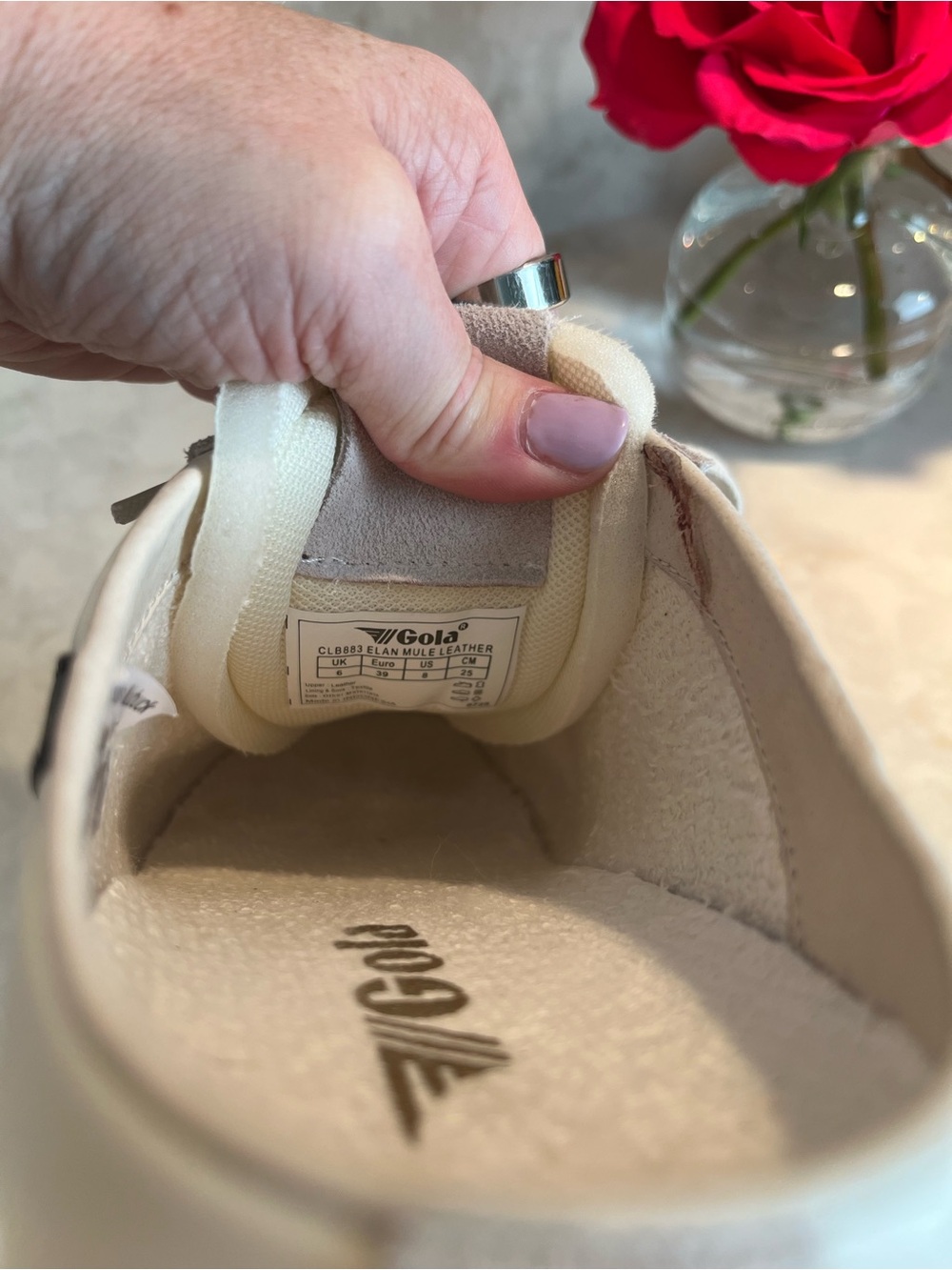 Gola (Anthropologie) Off-White Sneakers with Black Stripes and Gum Sole - Picture 7 of 7